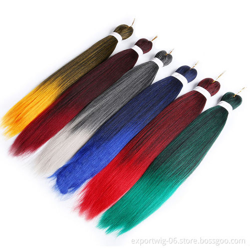 Pre-stretched Braiding Hair Yaki Texture Synthetic Fiber Ombre Color Hot Water Setting 26inch Easy Braid Hair Extensions